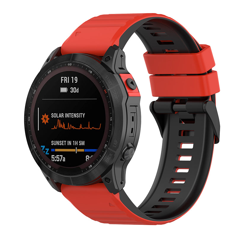 For Garmin Fenix 7X 6X 5X 26mm Replacement Smart Watch Strap Dual Color Silicone Watchband