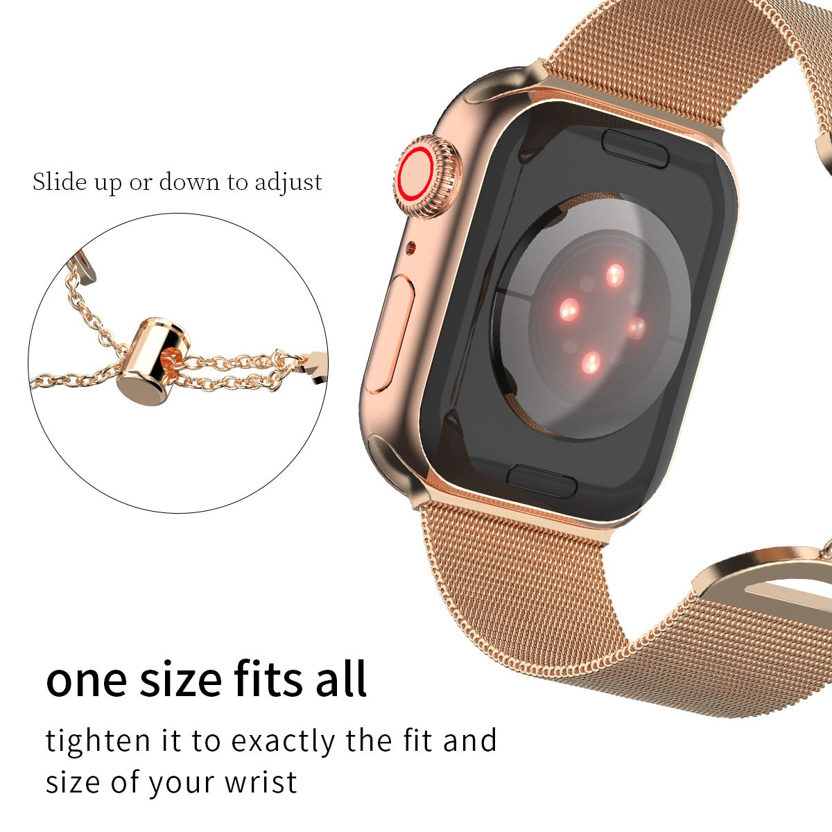 For Apple Watch Series 9 8 7 41mm 6 5 4 SE (2023) SE(2022) SE 40mm 3 2 1 38mm Stainless Steel Milanese Adjustable Bracelet Watch Band Replacement Wrist Strap