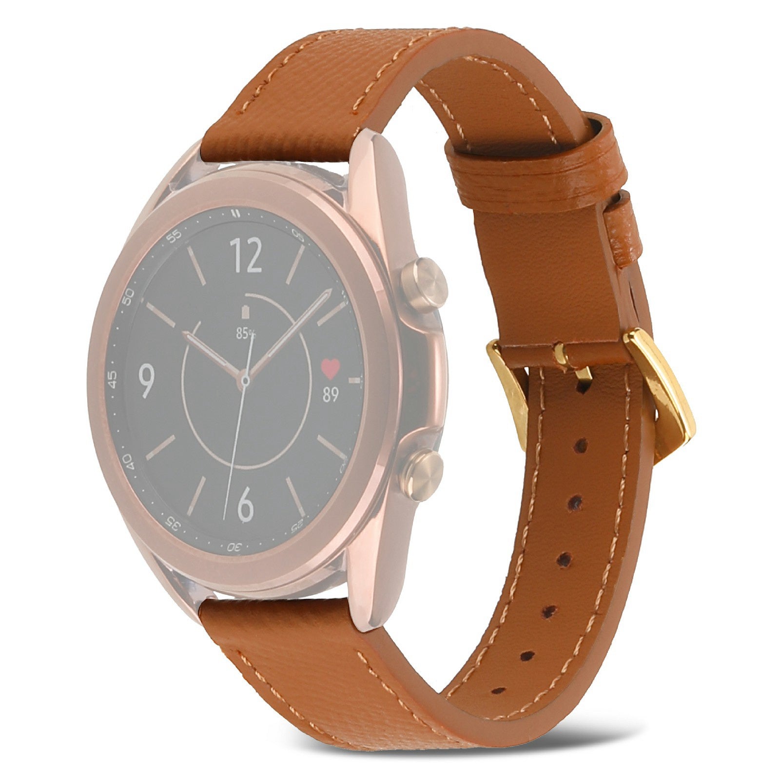 For Huawei Watch GT 3 Pro 43mm Samsung Galaxy Watch4 Classic 42mm 46mm 20mm Genuine Leather Watch Strap Metal Pin Buckle Wristband Replacement