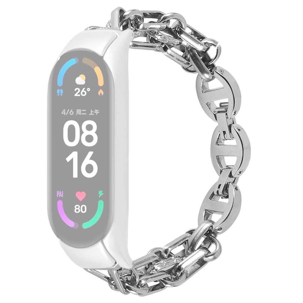 For Xiaomi Mi Band 5 6 Hollow-out Smart Watch Band Stainless Steel Bracelet Replacement Wrist Strap