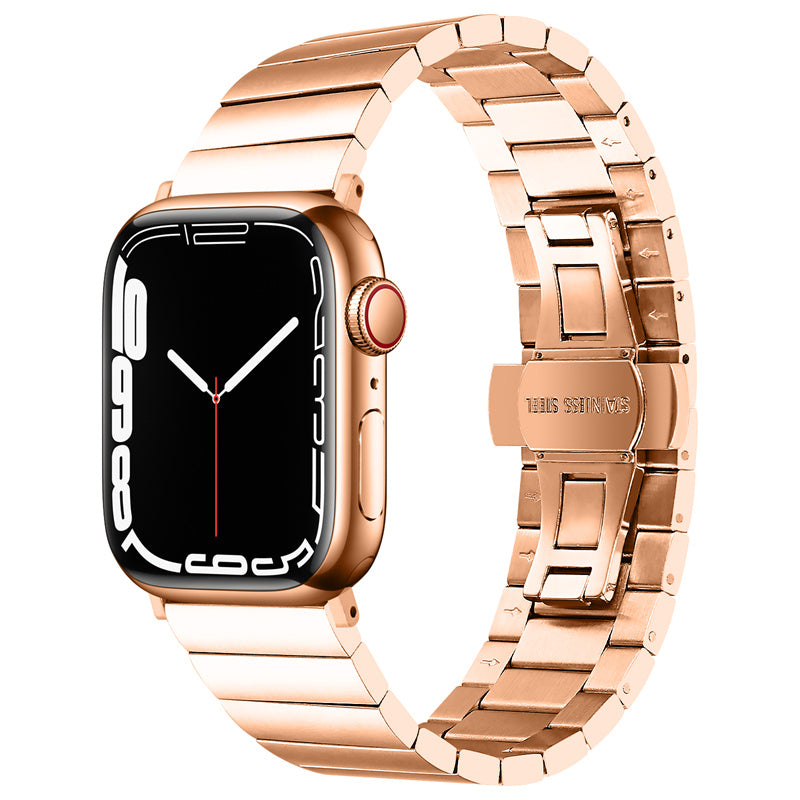 For Apple Watch Series 9 8 7 41mm SE (2023) SE SE (2022) 6 5 4 40mm 3 2 1 38mm Anti-scratch Stainless Steel Buckle Design Smart Watch Band Wrist Strap