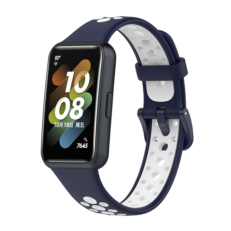 Dual Color Watch Band for Huawei Band 7 Pin Buckle Soft TPU Wrist Strap Replacement