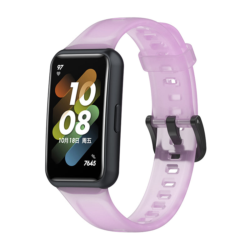 Translucent Smart Watch Band for Huawei Band 7 Soft Silicone Adjustable Wrist Strap Replacement