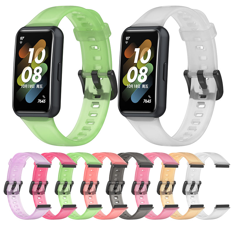 Translucent Smart Watch Band for Huawei Band 7 Soft Silicone Adjustable Wrist Strap Replacement