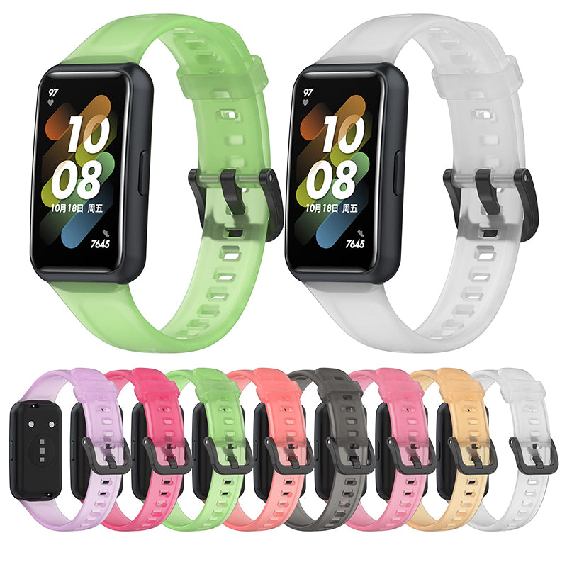 Translucent Smart Watch Band for Huawei Band 7 Soft Silicone Adjustable Wrist Strap Replacement