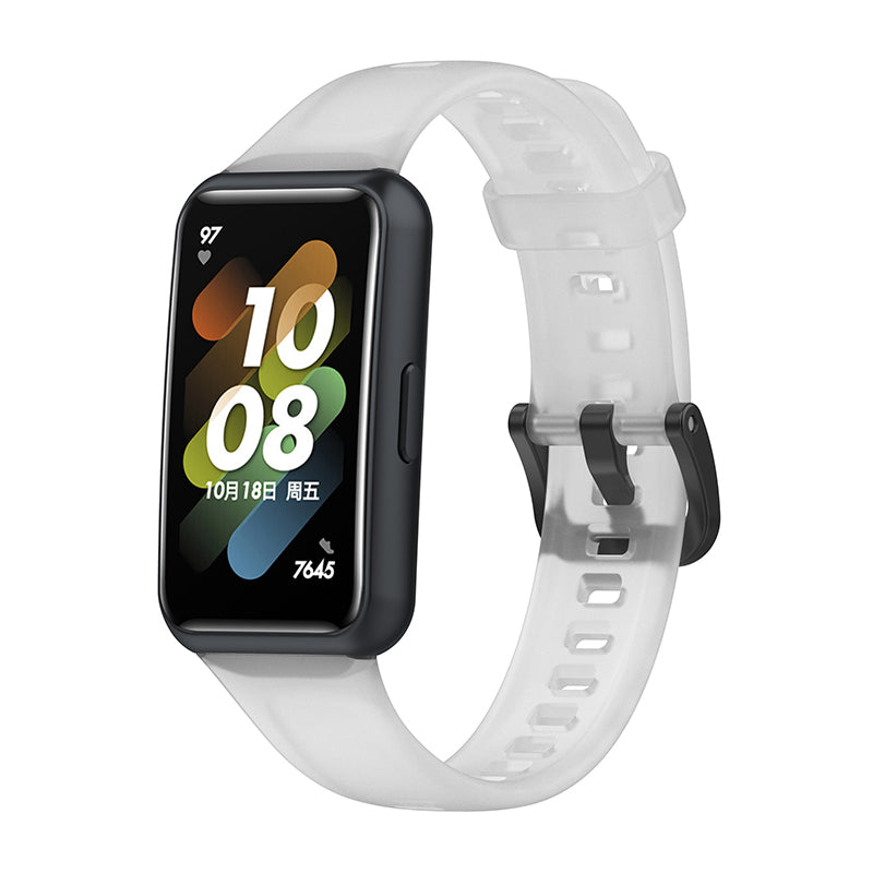 Translucent Smart Watch Band for Huawei Band 7 Soft Silicone Adjustable Wrist Strap Replacement