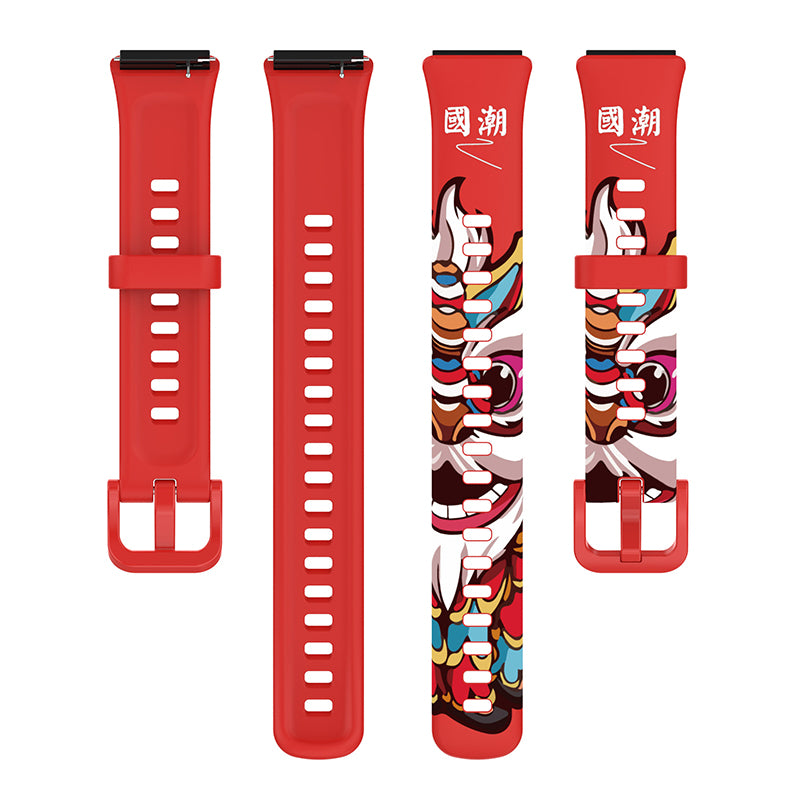 Pattern Printing Watch Strap for Huawei Band 7 Adjustable TPU Wrist Band Replacement Bracelet