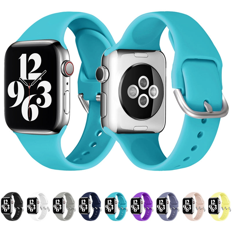For Apple Watch Ultra 2 49mm Series 9 45mm SE (2023) 44mm Ultra 49mm Series 8 45mm 7 45mm 6 5 4 SE 44mm SE (2022) 44mm 3 2 1 42mm Silicone Watch Strap Adjustable Pin Buckle Wrist Band Replacement