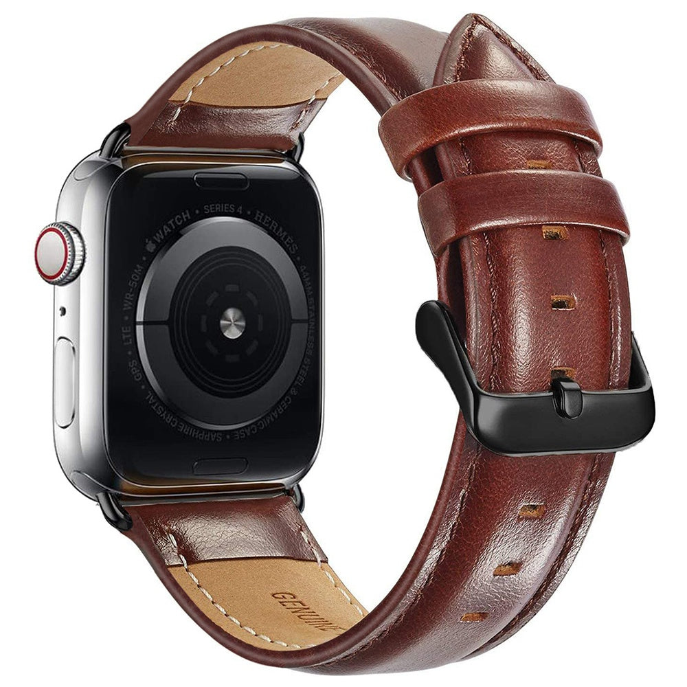 A011 For Apple Watch Ultra 2 49mm Series 9 45mm SE (2023) 44mm Ultra 49mm Series 8 45mm 7 45mm 6 5 4 SE 44mm SE (2022) 44mm 3 2 1 42mm Crazy Horse Texture Cowhide Leather Wrist Band Smartwatch Replacement Strap
