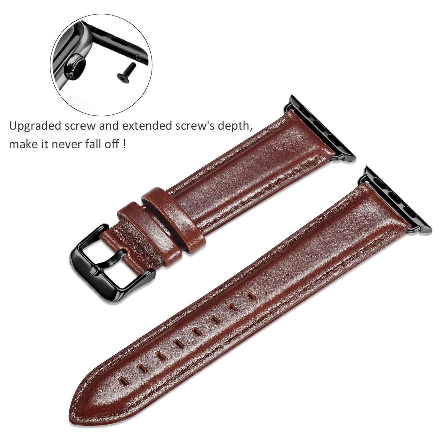 A011 For Apple Watch Ultra 2 49mm Series 9 45mm SE (2023) 44mm Ultra 49mm Series 8 45mm 7 45mm 6 5 4 SE 44mm SE (2022) 44mm 3 2 1 42mm Crazy Horse Texture Cowhide Leather Wrist Band Smartwatch Replacement Strap