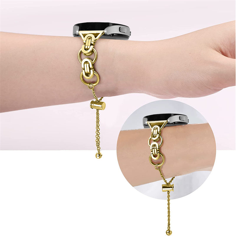 For Samsung Galaxy Watch4 Active 40mm 44mm Watch4 Classic 46mm 42mm Stainless Steel Watch Band Bead Decor Bracelet Splicing Wristband Strap