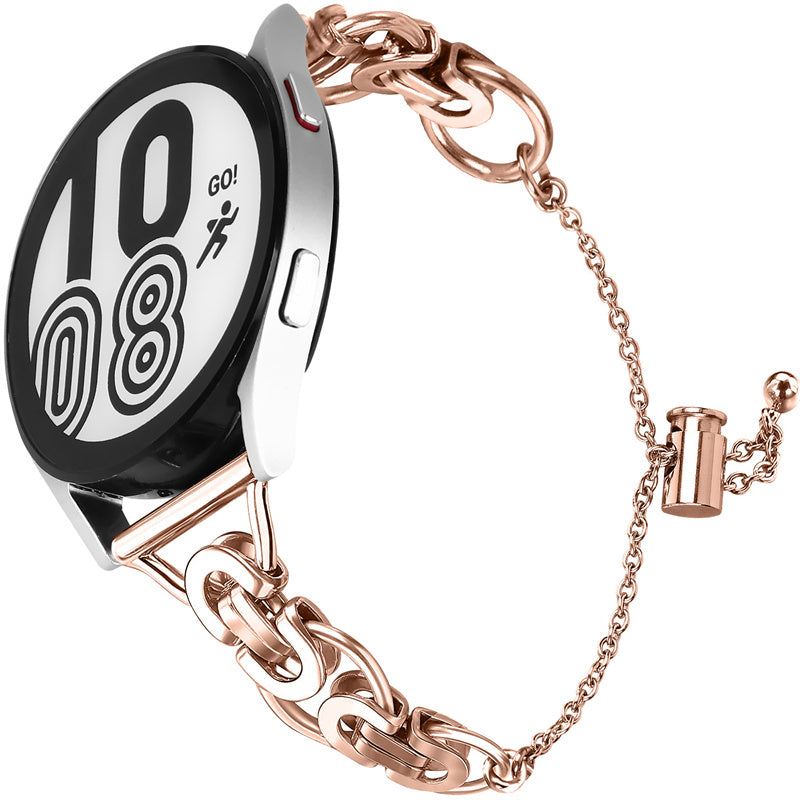 For Samsung Galaxy Watch4 Active 40mm 44mm Watch4 Classic 46mm 42mm Stainless Steel Watch Band Bead Decor Bracelet Splicing Wristband Strap