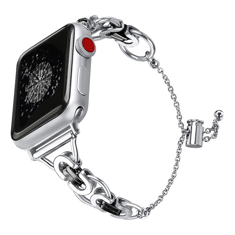 For Apple Watch Series 9 8 7 41mm 6 5 4 SE (2023) SE(2022) SE 40mm 3 2 1 38mm Stainless Steel Stylish Hollow Out Smart Watch Band Bracelet