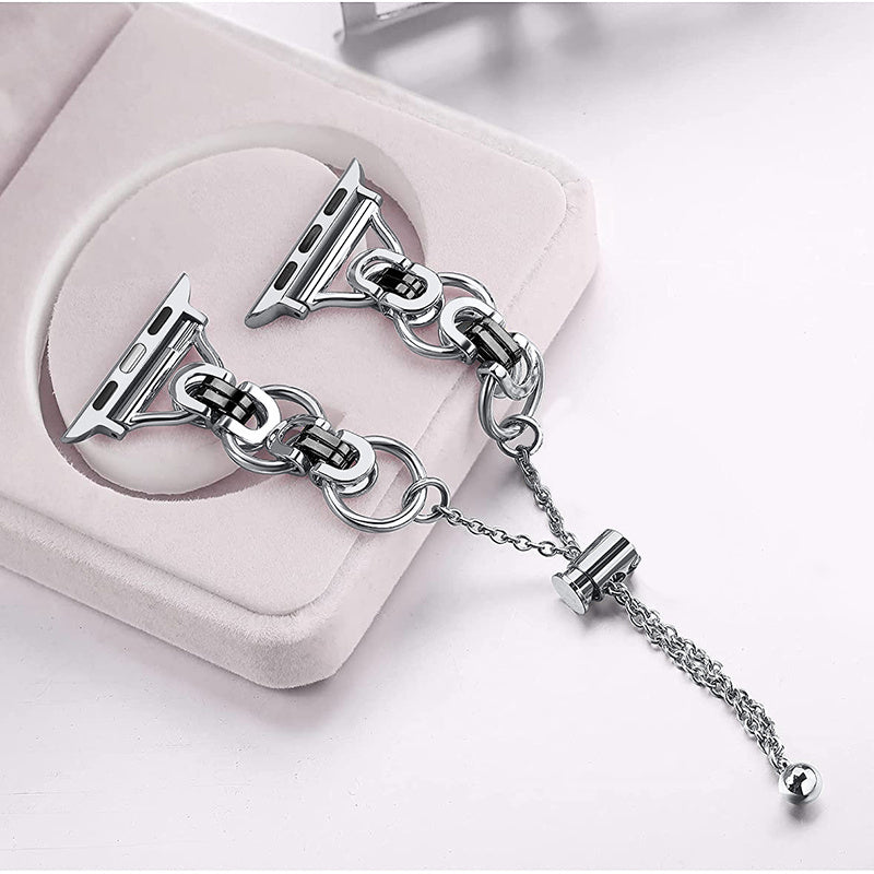 For Apple Watch Series 9 8 7 41mm 6 5 4 SE (2023) SE(2022) SE 40mm 3 2 1 38mm Stainless Steel Stylish Hollow Out Smart Watch Band Bracelet