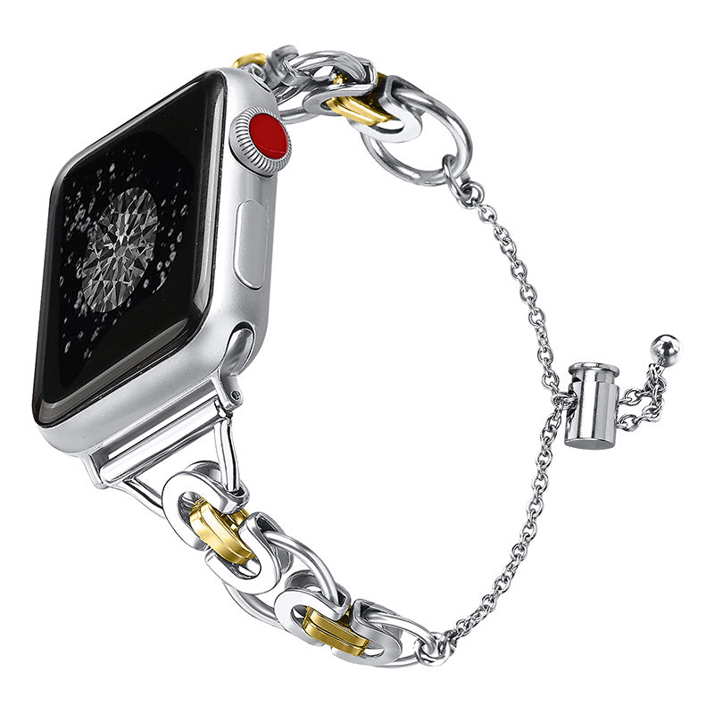 For Apple Watch Series 9 8 7 41mm 6 5 4 SE (2023) SE(2022) SE 40mm 3 2 1 38mm Stainless Steel Stylish Hollow Out Smart Watch Band Bracelet