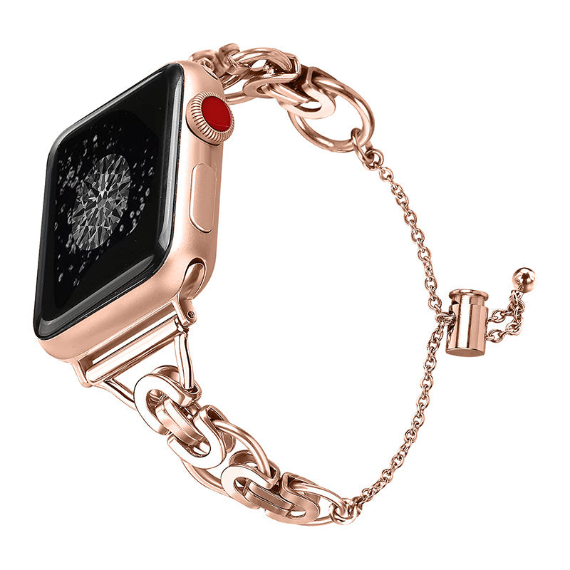 For Apple Watch Series 9 8 7 41mm 6 5 4 SE (2023) SE(2022) SE 40mm 3 2 1 38mm Stainless Steel Stylish Hollow Out Smart Watch Band Bracelet
