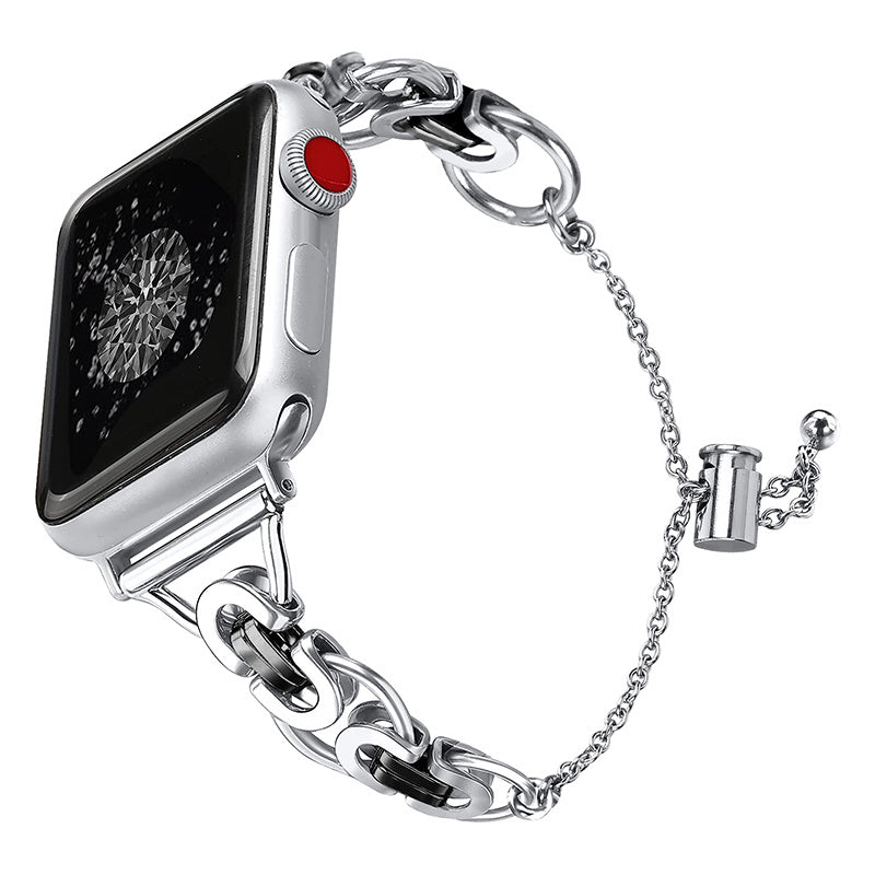 For Apple Watch Ultra 2 49mm Series 9 45mm SE (2023) 44mm Ultra 49mm Series 1 2 3 42mm SE 44mm SE (2022) 44mm Series 4 5 6 44mm Series 7 45mm Series 8 45mm Stylish Hollow Out Smart Watch Band Stainless Steel Bracelet