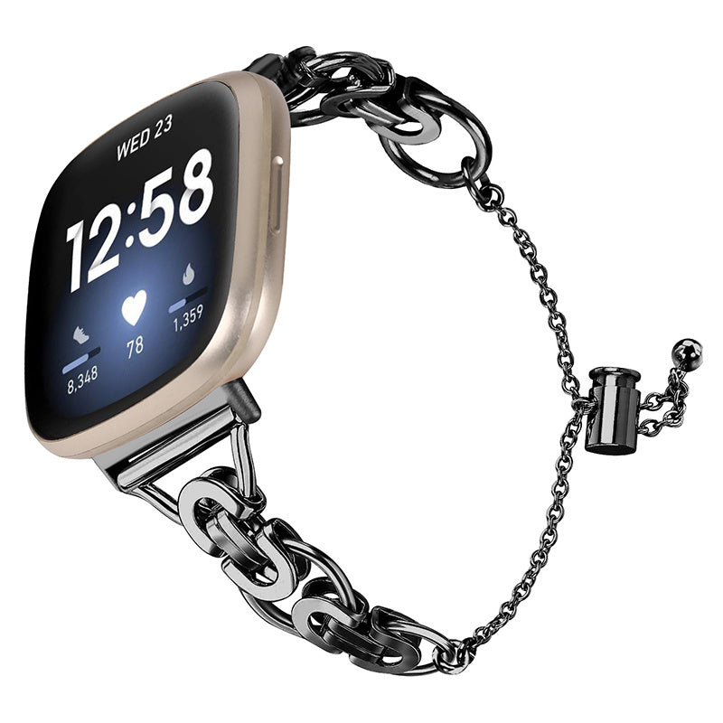 For Fitbit Versa 3 Fitbit Sense Stainless Steel Watch Band Replacement Single Circle Design Wrist Strap 20mm