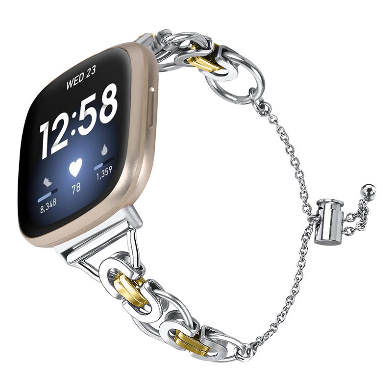 For Fitbit Versa 3 Fitbit Sense Stainless Steel Watch Band Replacement Single Circle Design Wrist Strap 20mm