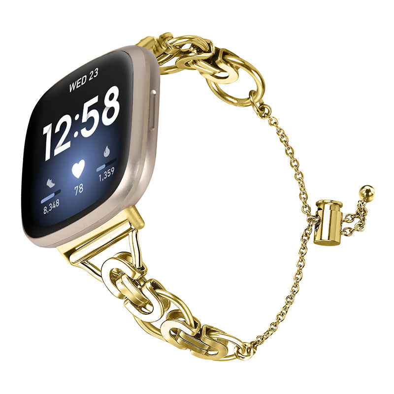 For Fitbit Versa 3 Fitbit Sense Stainless Steel Watch Band Replacement Single Circle Design Wrist Strap 20mm