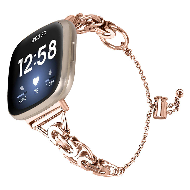 For Fitbit Versa 3 Fitbit Sense Stainless Steel Watch Band Replacement Single Circle Design Wrist Strap 20mm