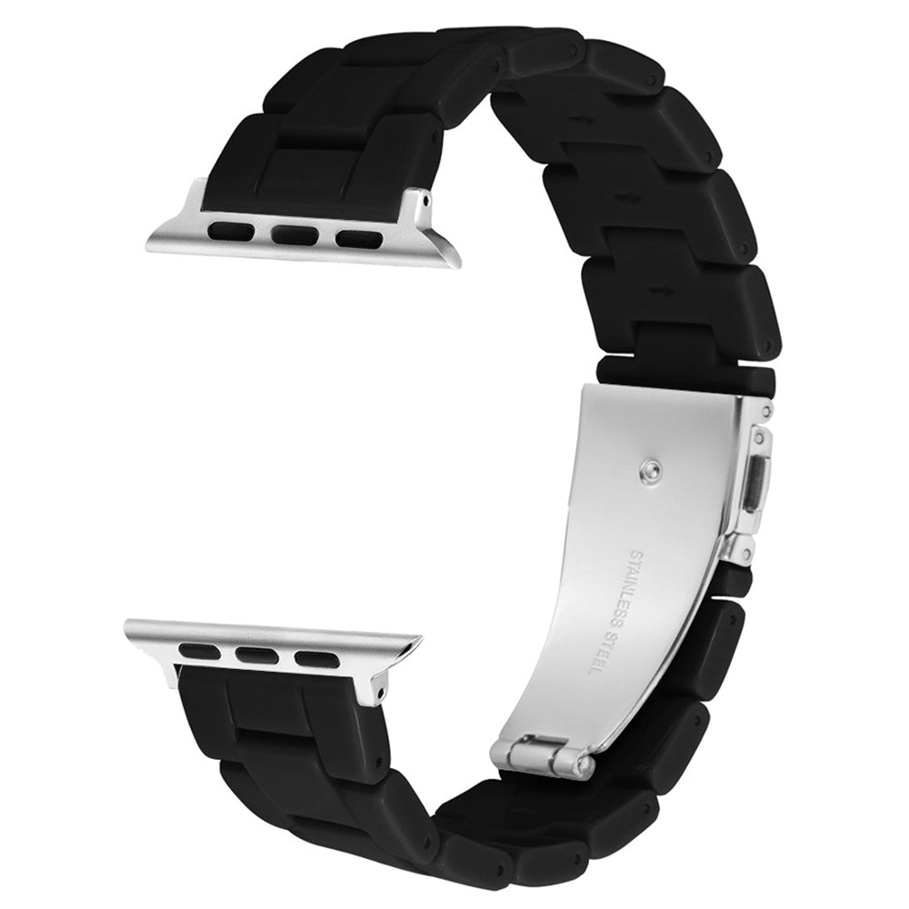 For Apple Watch Series 9 8 7 41mm 6 5 4 SE (2023) SE(2022) SE 40mm 3 2 1 38mm Resin Watchband Sport Watch Replacement Strap with Folding Buckle