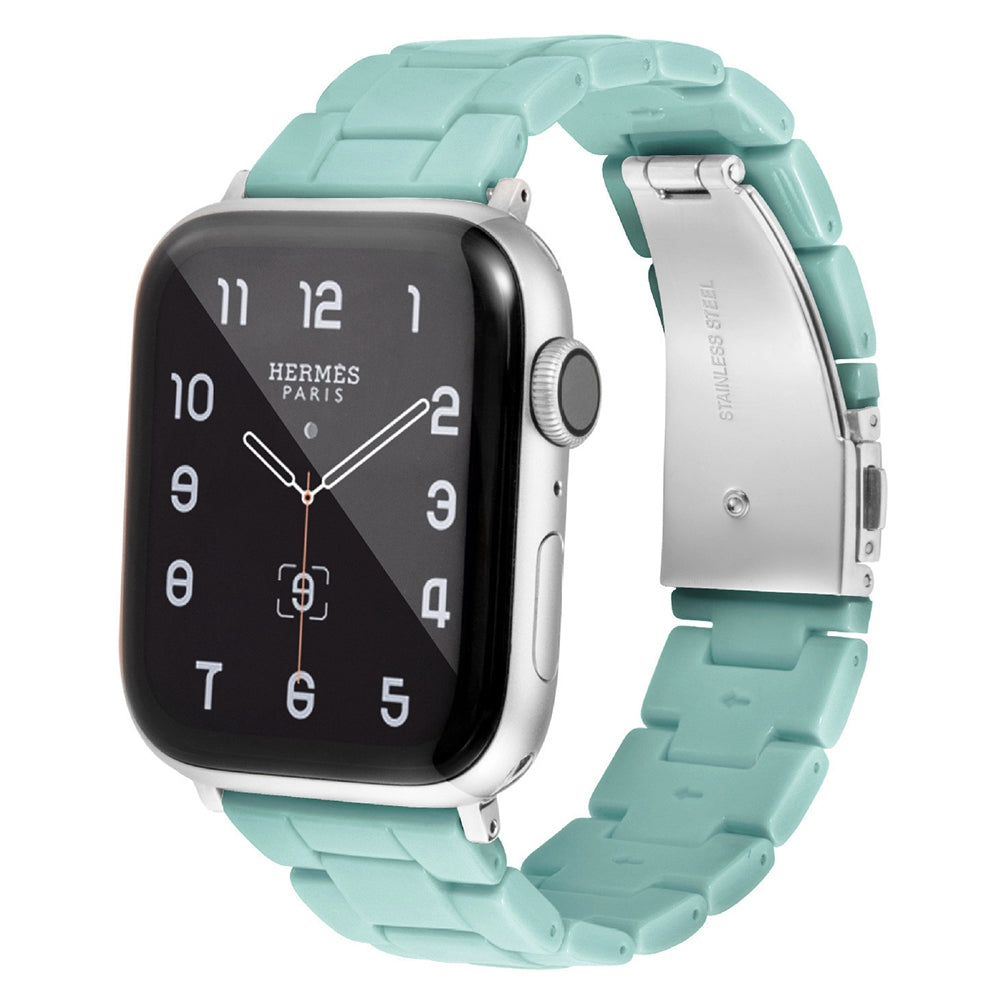 For Apple Watch Series 9 8 7 41mm 6 5 4 SE (2023) SE(2022) SE 40mm 3 2 1 38mm Resin Watchband Sport Watch Replacement Strap with Folding Buckle