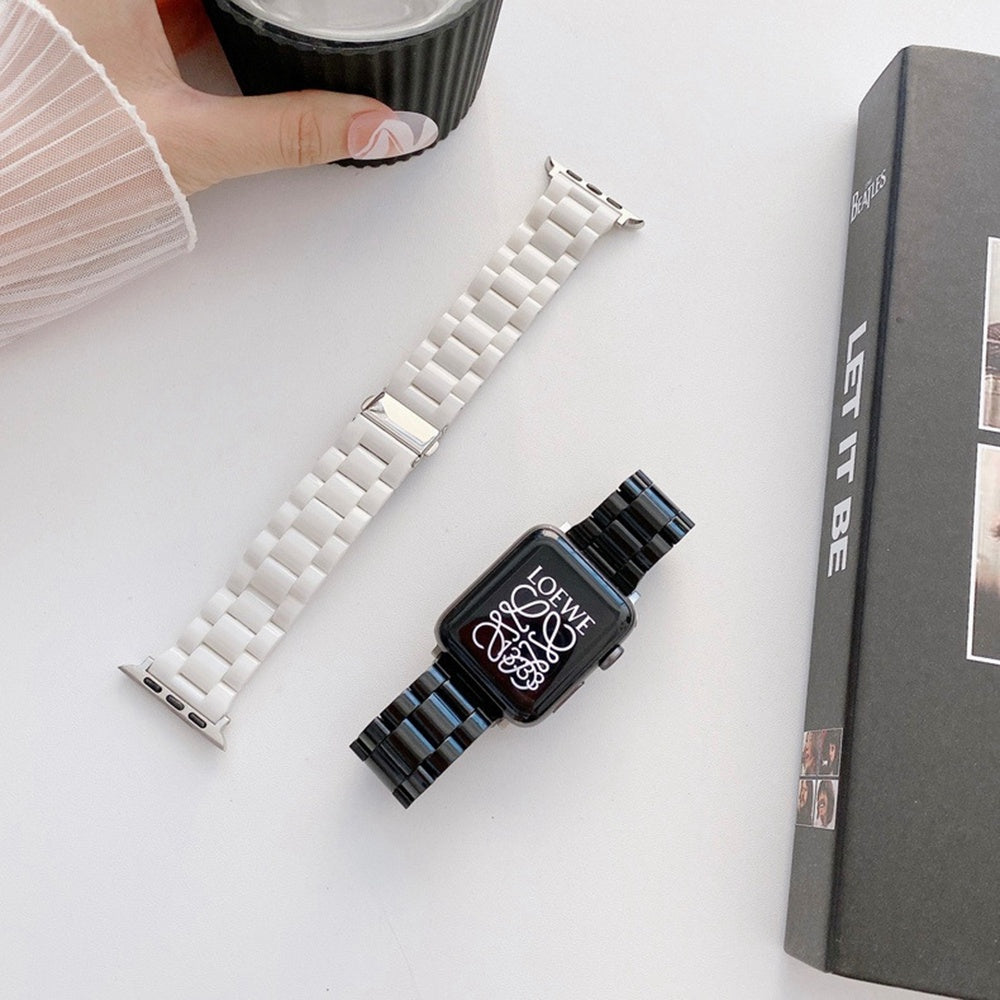 For Apple Watch Series 9 8 7 41mm 6 5 4 SE (2023) SE(2022) SE 40mm 3 2 1 38mm Resin Watchband Sport Watch Replacement Strap with Folding Buckle
