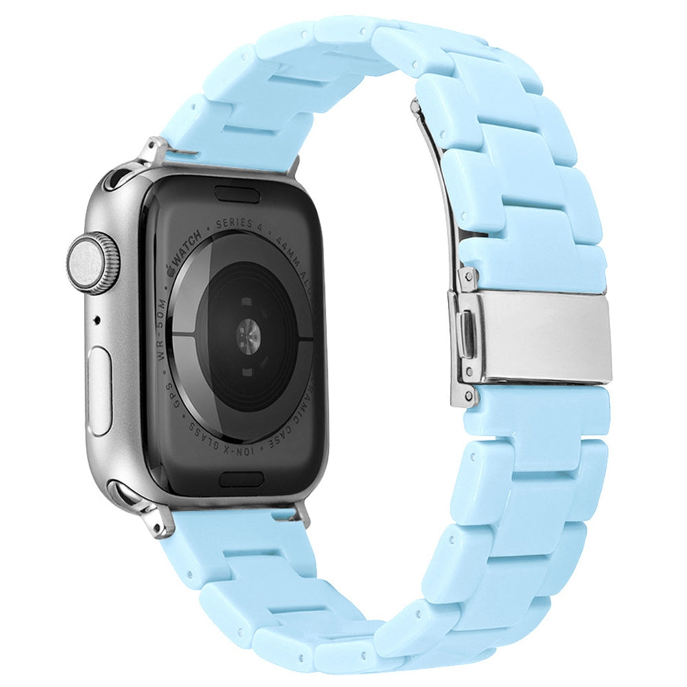 For Apple Watch Series 9 8 7 41mm 6 5 4 SE (2023) SE(2022) SE 40mm 3 2 1 38mm Resin Watchband Sport Watch Replacement Strap with Folding Buckle