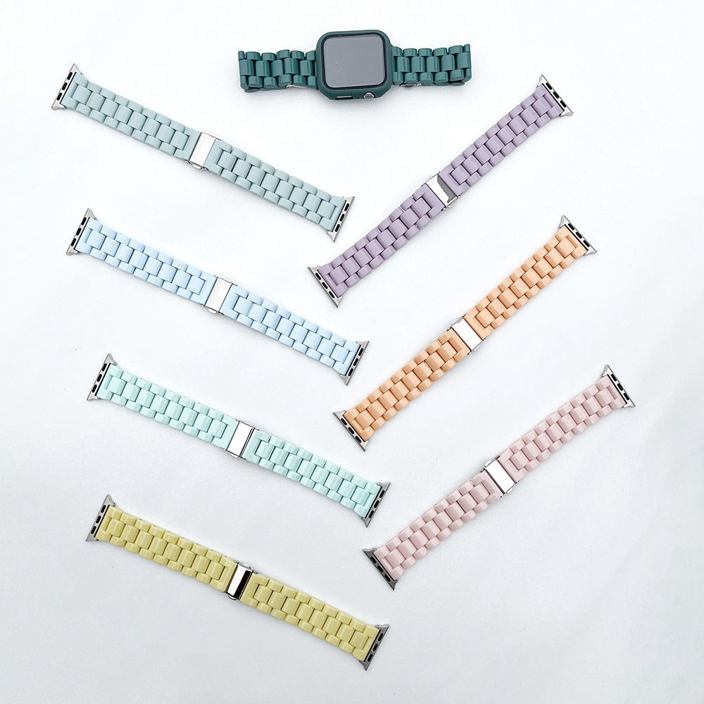For Apple Watch Series 9 8 7 41mm 6 5 4 SE (2023) SE(2022) SE 40mm 3 2 1 38mm Resin Watchband Sport Watch Replacement Strap with Folding Buckle
