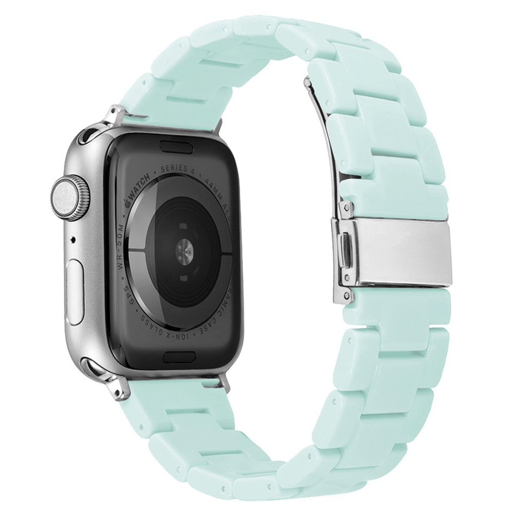 For Apple Watch Series 9 8 7 41mm 6 5 4 SE (2023) SE(2022) SE 40mm 3 2 1 38mm Resin Watchband Sport Watch Replacement Strap with Folding Buckle