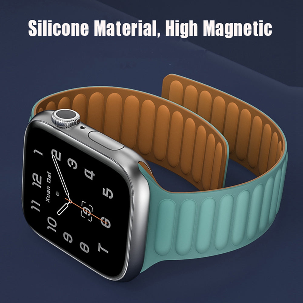 For Apple Watch Series 9 8 7 41mm 6 5 4 SE (2023) SE(2022) SE 40mm 3 2 1 38mm Dual Color Silicone Watch Strap Magnetic Adjustable Wrist Band