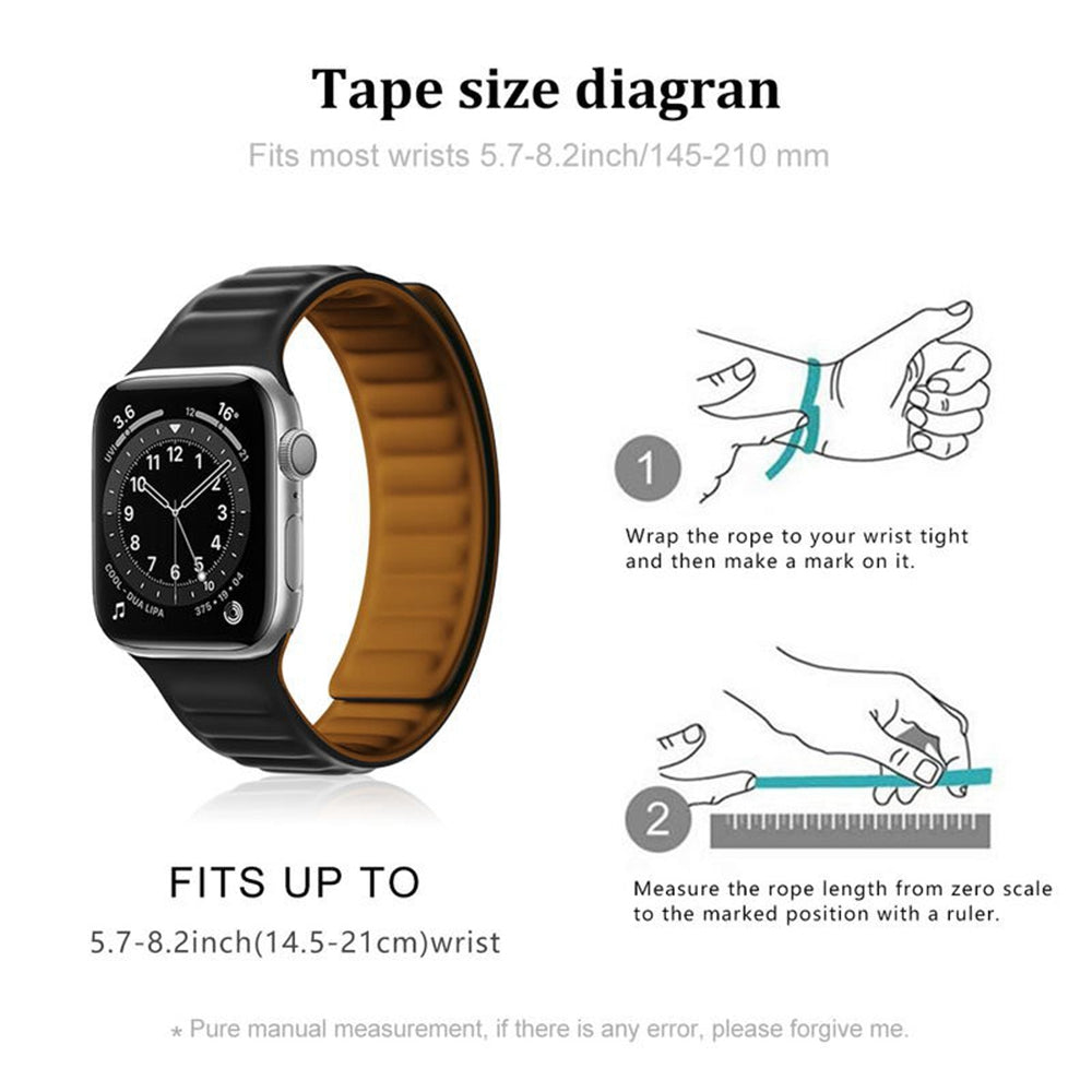 For Apple Watch Series 9 8 7 41mm 6 5 4 SE (2023) SE(2022) SE 40mm 3 2 1 38mm Dual Color Silicone Watch Strap Magnetic Adjustable Wrist Band