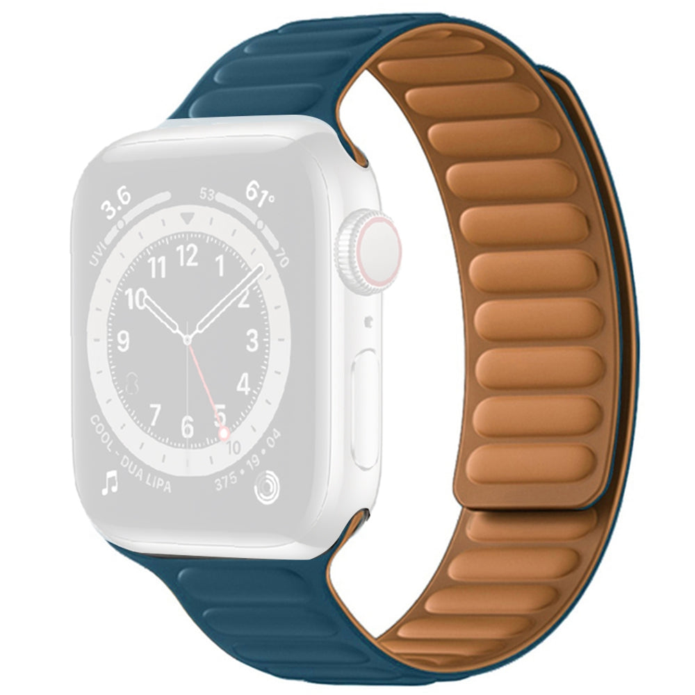 For Apple Watch Series 9 8 7 41mm 6 5 4 SE (2023) SE(2022) SE 40mm 3 2 1 38mm Dual Color Silicone Watch Strap Magnetic Adjustable Wrist Band