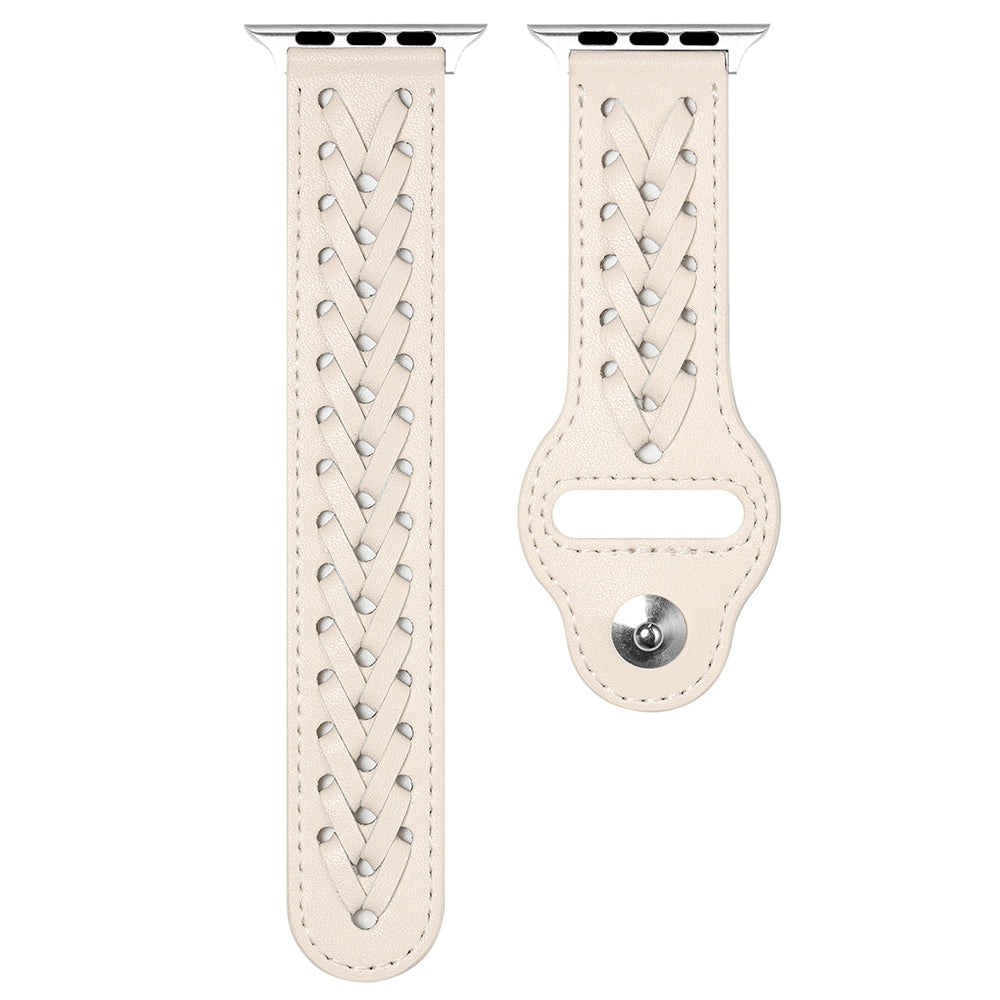 For Apple Watch Ultra 2 49mm Series 9 45mm SE (2023) 44mm Ultra 49mm Series 8 45mm Series 7 45mm SE 44mm SE (2022) 44mm Series 4 5 6 44mm Series 1 2 3 42mm Microfiber Leather Woven Watch Band Wrist Strap