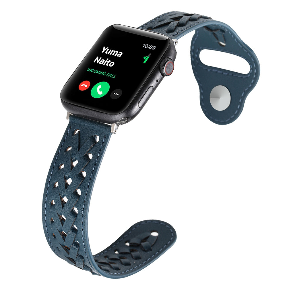 For Apple Watch Ultra 2 49mm Series 9 45mm SE (2023) 44mm Ultra 49mm Series 8 45mm Series 7 45mm SE 44mm SE (2022) 44mm Series 4 5 6 44mm Series 1 2 3 42mm Microfiber Leather Woven Watch Band Wrist Strap