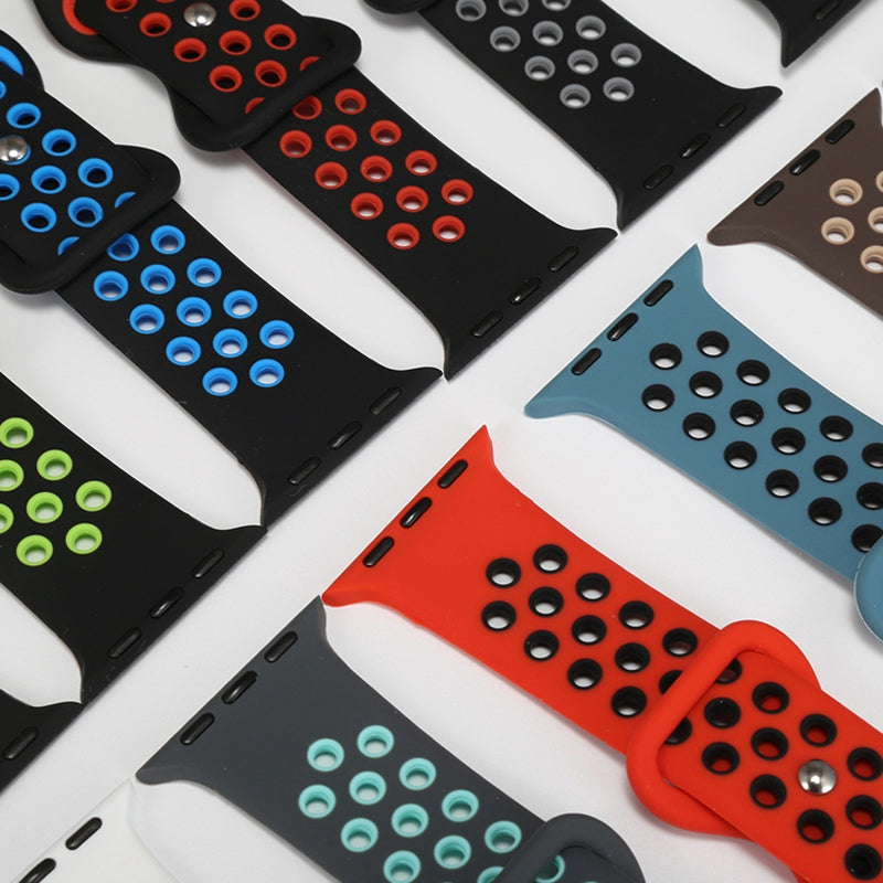 For Apple Watch Series 9 8 7 41mm 6 5 4 SE (2023) SE (2022) SE 40mm 3 2 1 38mm Silicone Watch Band Dual Color Adjustable Smartwatch Strap Size: S M