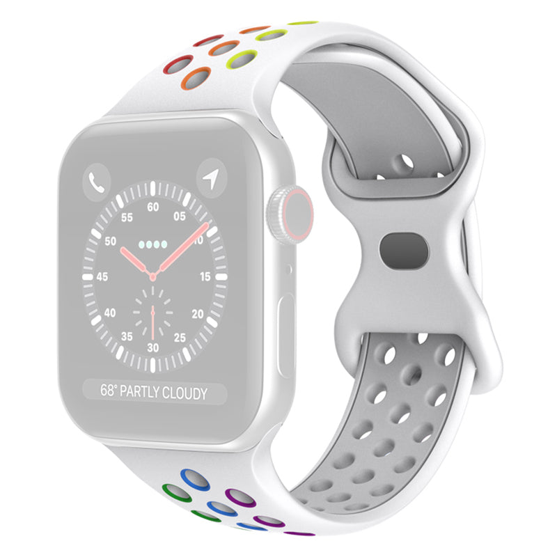 For Apple Watch Series 9 8 7 41mm 6 5 4 SE (2023) SE (2022) SE 40mm 3 2 1 38mm Silicone Watch Band Dual Color Adjustable Smartwatch Strap Size: S M