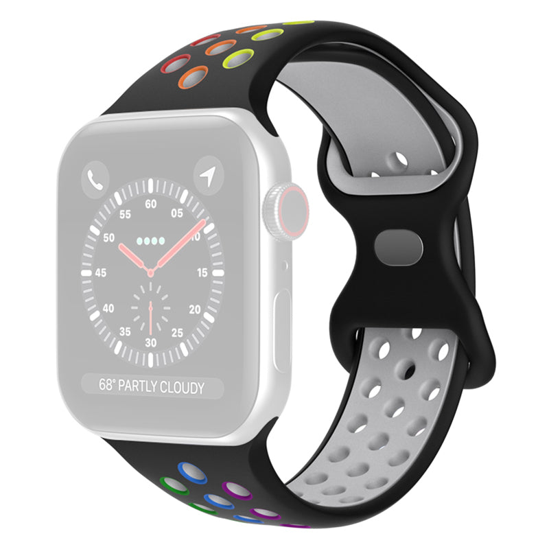 For Apple Watch Series 9 8 7 41mm 6 5 4 SE (2023) SE (2022) SE 40mm 3 2 1 38mm Silicone Watch Band Dual Color Adjustable Smartwatch Strap Size: S M