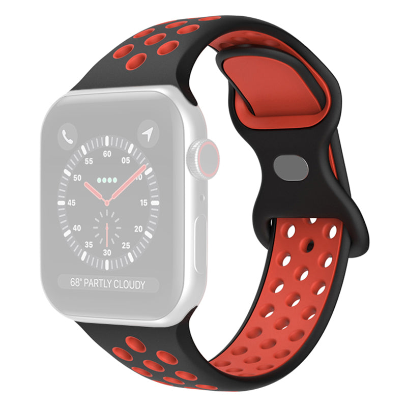 For Apple Watch Series 9 8 7 41mm 6 5 4 SE (2023) SE (2022) SE 40mm 3 2 1 38mm Silicone Watch Band Dual Color Adjustable Smartwatch Strap Size: S M
