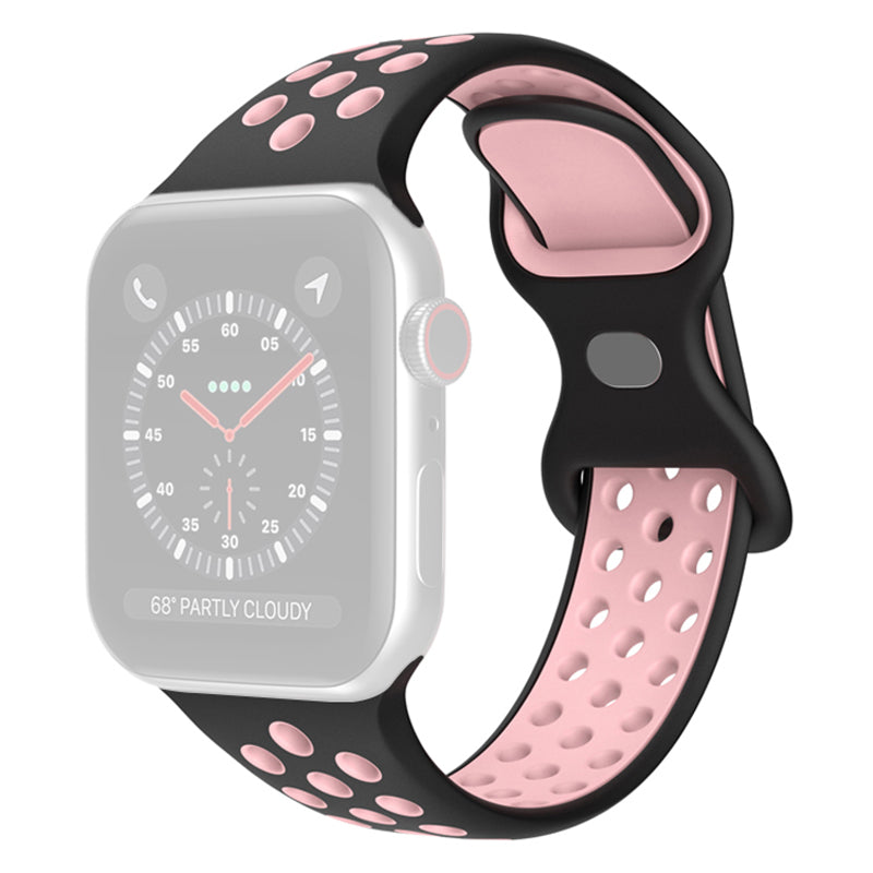 For Apple Watch Series 9 8 7 41mm 6 5 4 SE (2023) SE (2022) SE 40mm 3 2 1 38mm Silicone Watch Band Dual Color Adjustable Smartwatch Strap Size: S M
