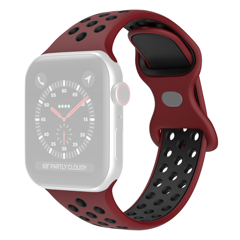 For Apple Watch Series 9 8 7 41mm 6 5 4 SE (2023) SE (2022) SE 40mm 3 2 1 38mm Silicone Watch Band Dual Color Adjustable Smartwatch Strap Size: S M