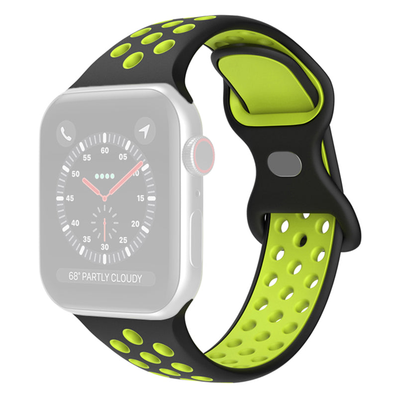 For Apple Watch Series 9 8 7 41mm 6 5 4 SE (2023) SE (2022) SE 40mm 3 2 1 38mm Silicone Watch Band Dual Color Adjustable Smartwatch Strap Size: S M