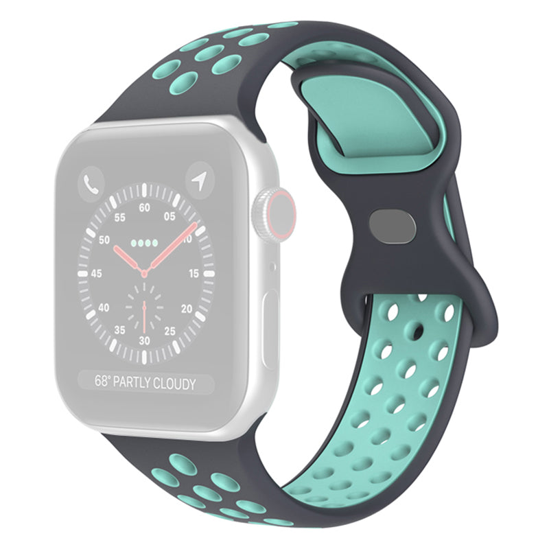 For Apple Watch Series 9 8 7 41mm 6 5 4 SE (2023) SE (2022) SE 40mm 3 2 1 38mm Silicone Watch Band Dual Color Adjustable Smartwatch Strap Size: S M