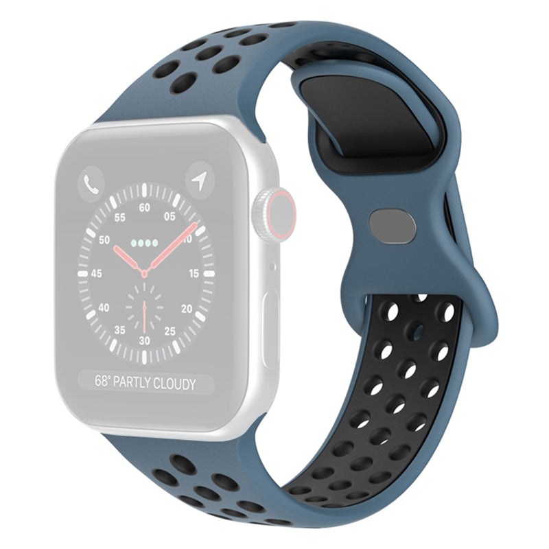 For Apple Watch Series 9 8 7 41mm 6 5 4 SE (2023) SE (2022) SE 40mm 3 2 1 38mm Silicone Watch Band Dual Color Adjustable Smartwatch Strap Size: S M