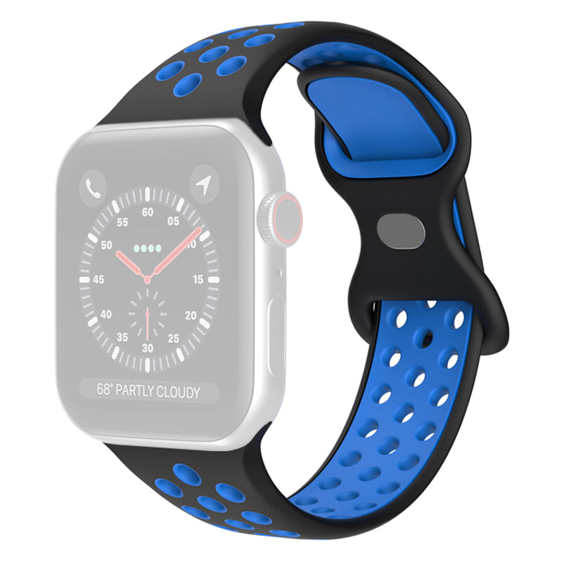 For Apple Watch Series 9 8 7 41mm 6 5 4 SE (2023) SE (2022) SE 40mm 3 2 1 38mm Silicone Watch Band Dual Color Adjustable Smartwatch Strap Size: S M