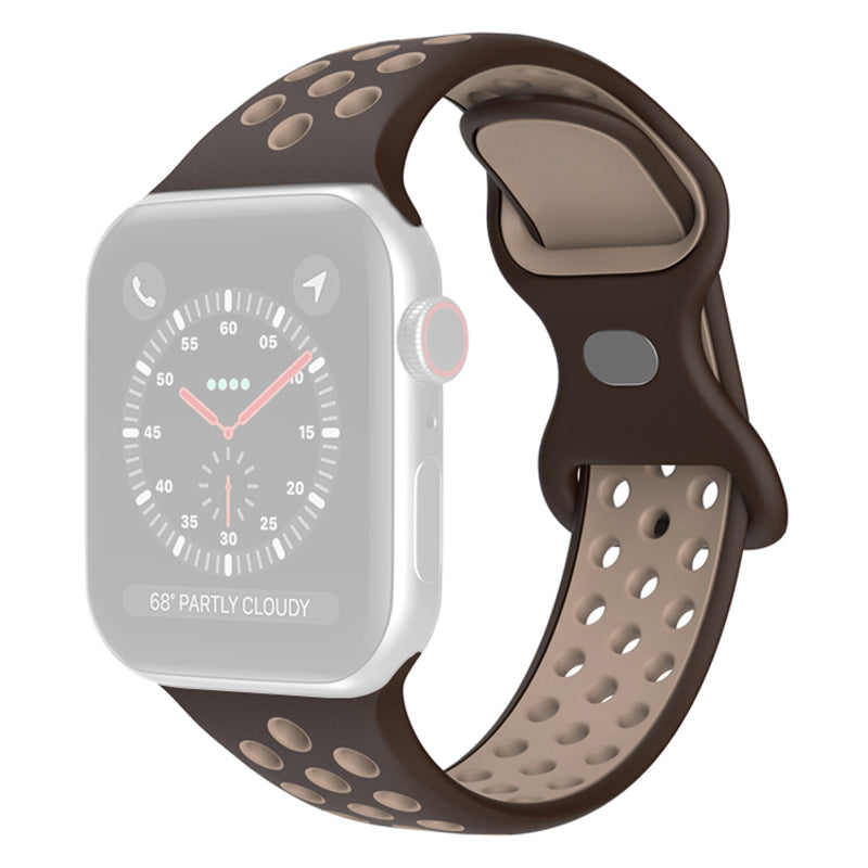 For Apple Watch Series 9 8 7 41mm 6 5 4 SE (2023) SE (2022) SE 40mm 3 2 1 38mm Silicone Watch Band Dual Color Adjustable Smartwatch Strap Size: S M