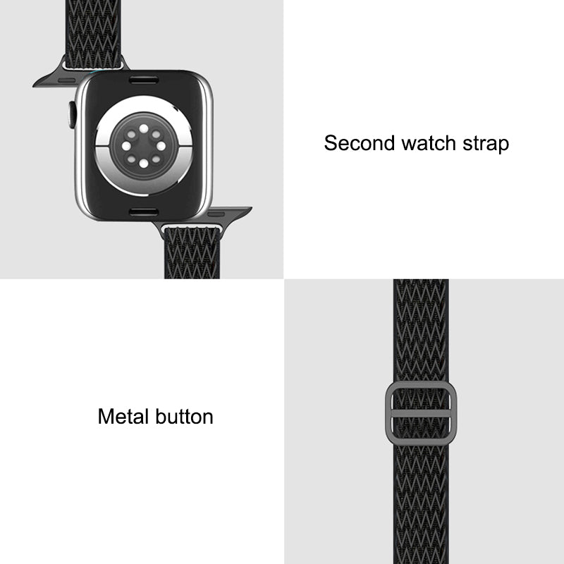 For Apple Watch Series 9 8 7 41mm 6 5 4 SE (2023) SE (2022) SE 40mm 3 2 1 38mm Wave Watch Band Adjustable Nylon Wrist Strap Replacement