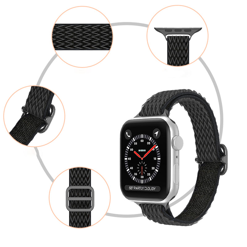 For Apple Watch Series 9 8 7 41mm 6 5 4 SE (2023) SE (2022) SE 40mm 3 2 1 38mm Wave Watch Band Adjustable Nylon Wrist Strap Replacement