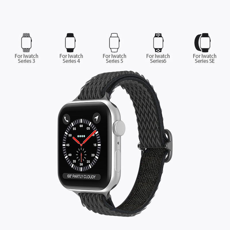 For Apple Watch Series 9 8 7 41mm 6 5 4 SE (2023) SE (2022) SE 40mm 3 2 1 38mm Wave Watch Band Adjustable Nylon Wrist Strap Replacement